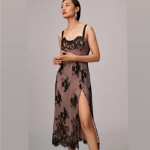 Black lace strappy Anthropologie slip dress